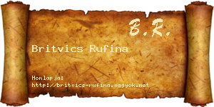Britvics Rufina névjegykártya